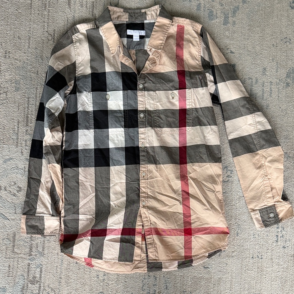Burberry Beige and Black Checkered Shirt